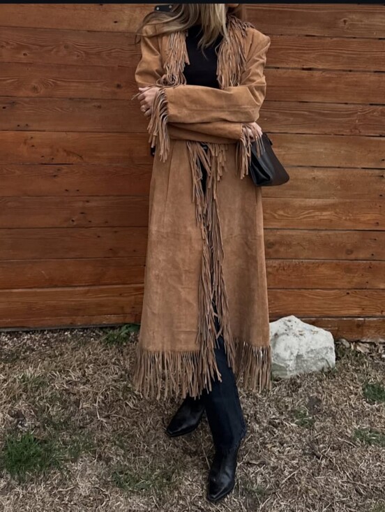 le chateau Jackets & Blazers - Vintage Leather Suede le chateau Fringe Trench Coat